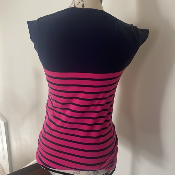 NAVY AND HOT PINK STRIPED TEE - Picture 4 of 5